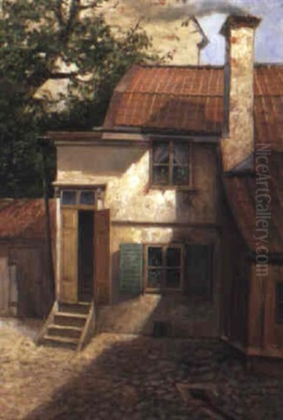 Solbelyst Bakg+rd, Stockholm Oil Painting by Johan Severin Nilsson