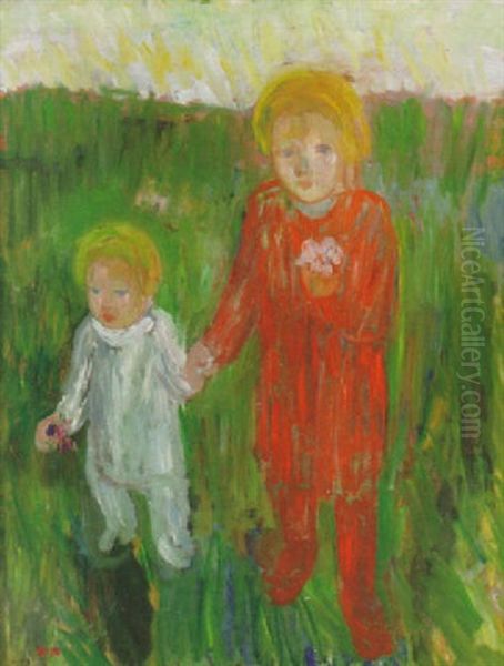 Barn Oil Painting by Nils Nilsson