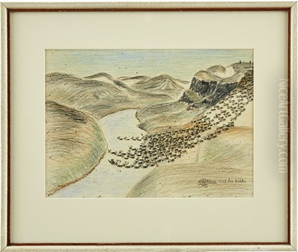 Fjallandskap Med Renar Oil Painting by Nils Nilsson-Skum