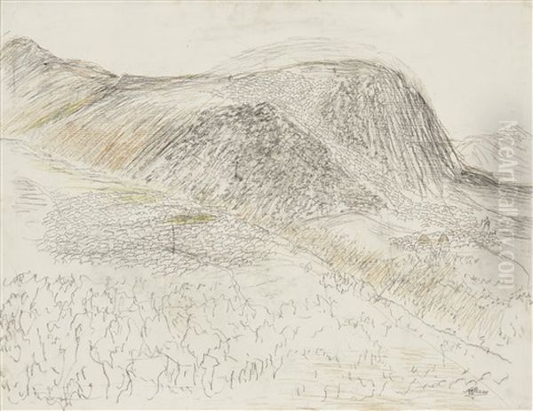 Fjallandskap Med Renar Oil Painting by Nils Nilsson-Skum