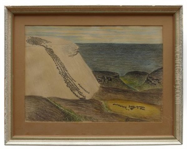 Renhjord Vandrar Fran Fjallet Oil Painting by Nils Nilsson-Skum