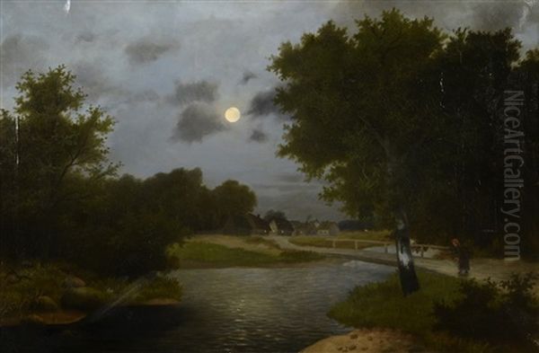 Le Pont Au Clair De Lune Oil Painting by Petr Alexandrovich Nilus