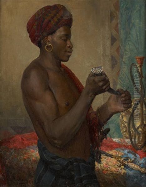 La Preparation Du Narguile Oil Painting by Felix Nisen
