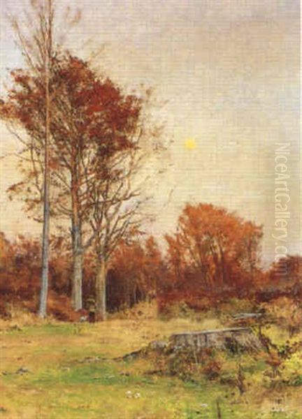 Skovparti Efterar Oil Painting by Thorvald Simeon Niss