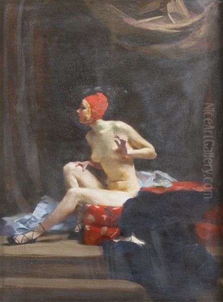 Nach Dem Bade Oil Painting by Rudolf Nissl