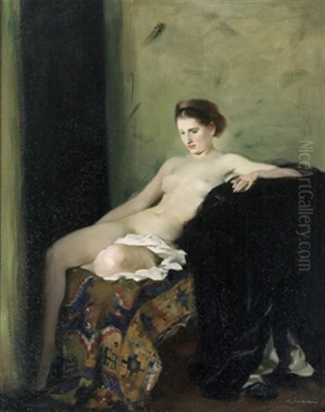 Ruhende Frau Oil Painting by Rudolf Nissl