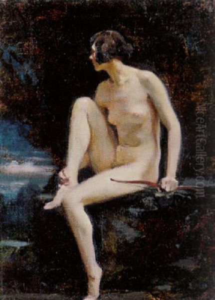 Nackte Jagerin Oil Painting by Rudolf Nissl