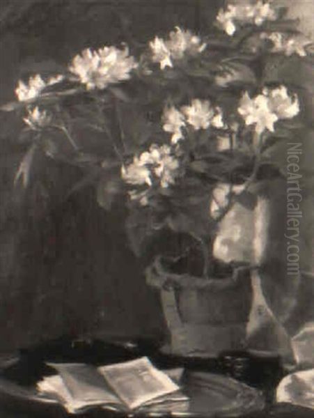 Rhododendron Oil Painting by Rudolf Nissl