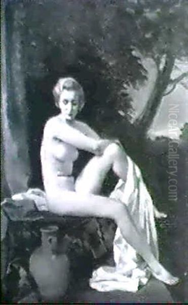 Weiblicher Akt Vor Waldlandschaft Oil Painting by Rudolf Nissl