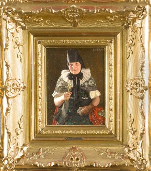 Bauerin Aus Lippe-detmold Oil Painting by Richard Nitsch