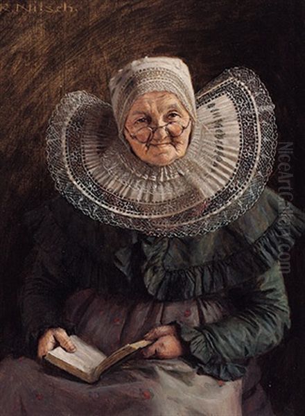 Schlesierin Im Sonntagsstaat, Lowenberger Gegend Oil Painting by Richard Nitsch