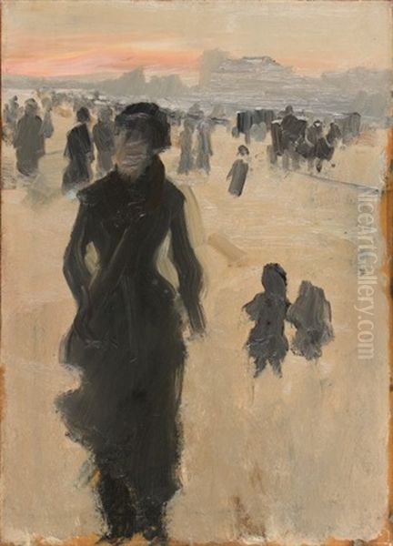 La Dame En Noir, Circa 1878 Oil Painting by Giuseppe de Nittis