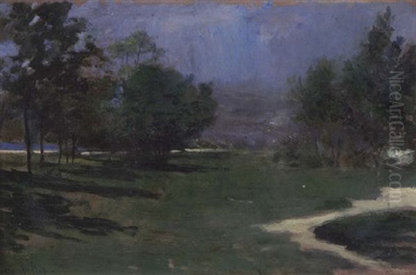 A View Of A Park Oil Painting by Giuseppe de Nittis
