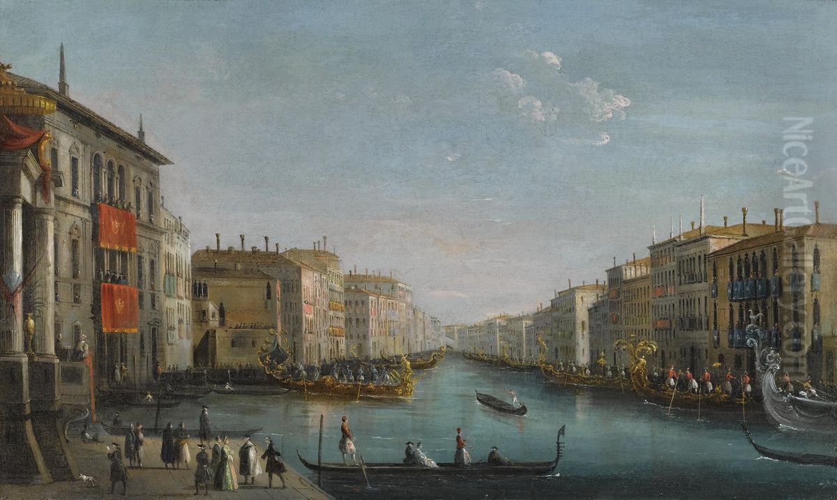 Venice, A View Of The Grand Canal Oil Painting by Giuseppe Bernardino Bison