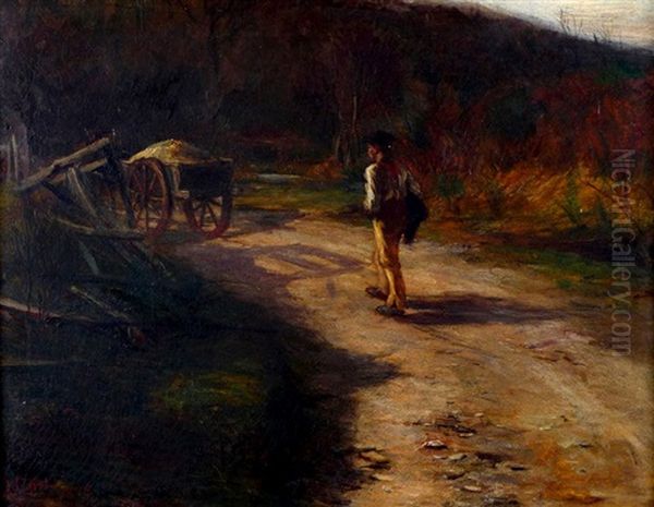 Soldier Behind A Wagon Oil Painting by James Campbell Noble