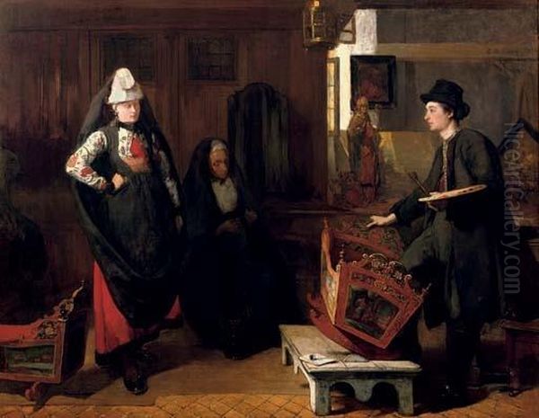 Hindeloopen: The Newborn's Cradle Oil Painting by Christoffel Bisschop