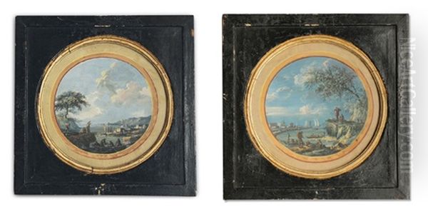 Marines Animees De Personnages Et Voiliers Oil Painting by Noel, Alexandre Jean