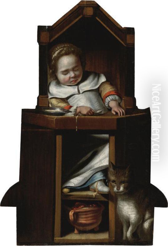 Property Of Heidi Shafranek
 

 
 
 

 
 A Boy Asleep In His High Chair Oil Painting by Cornelis Bisschop