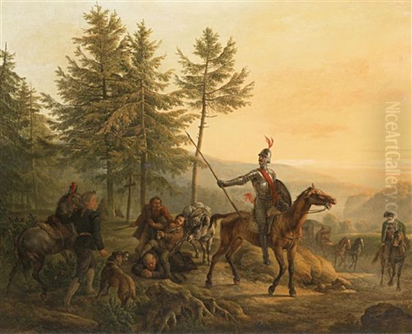 Szene Aus Don Quichote Von Miguel De Cervantes Oil Painting by Noel, Alexandre Jean