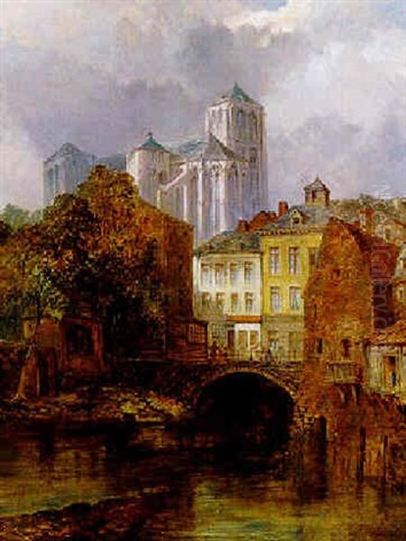 Blick Auf Die Kathedrale Von Huy Oil Painting by Jules Achille Noel