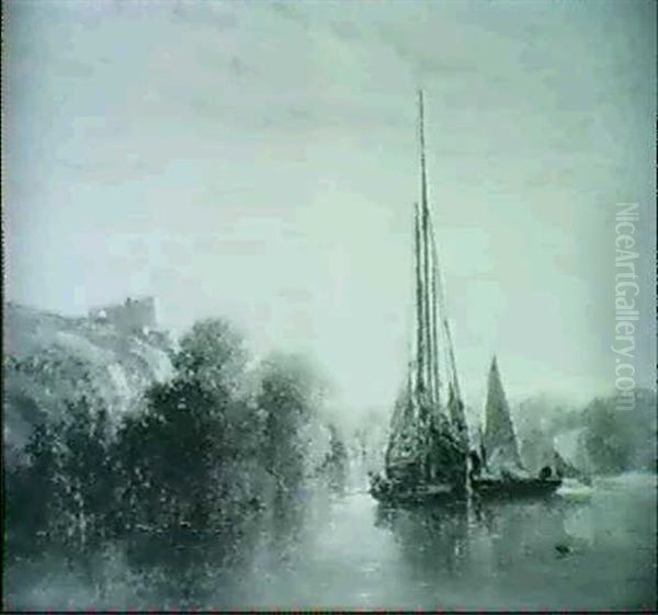 Bateaux De Peche Au Morbihan Oil Painting by Jules Achille Noel