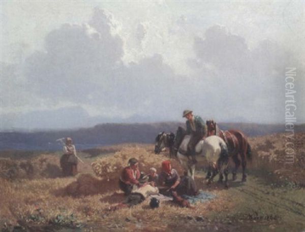 Bei Der Rast Am Starnberger See Oil Painting by Julius Noerr