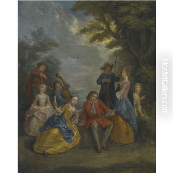 A Fete Champetre Oil Painting by Joseph Francis Nollekens