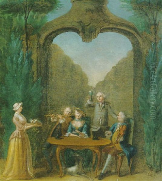 A Musical Party Oil Painting by Joseph Francis Nollekens
