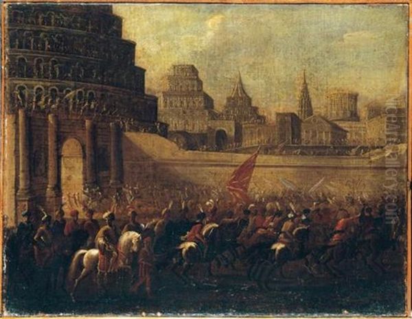 Sfilata Di Truppe In Citta Oil Painting by Francois de Nome