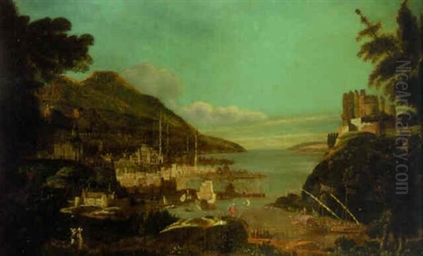 A Capriccio Of A Turkish Harbor Oil Painting by Francois de Nome