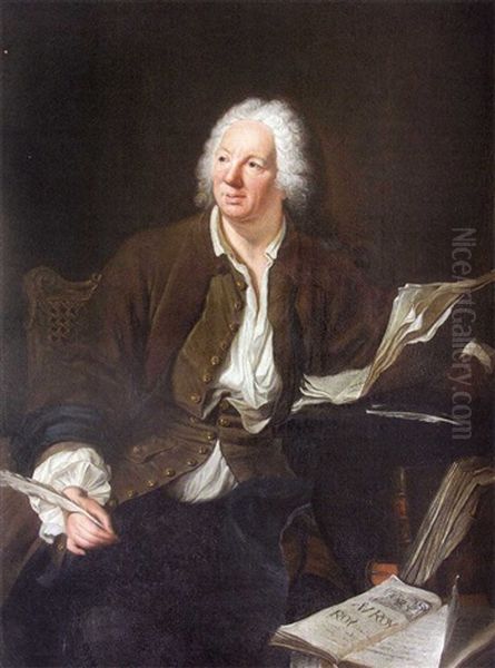 Portrait D'homme A La Plume Oil Painting by Donat Nonotte