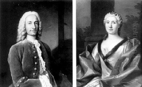Portrait Of A Gentleman And A Lady Oil Painting by Donat Nonotte