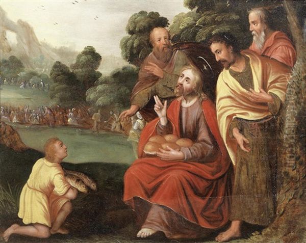 The Miracle Of The Loaves And Fishes Oil Painting by Adam van Noort