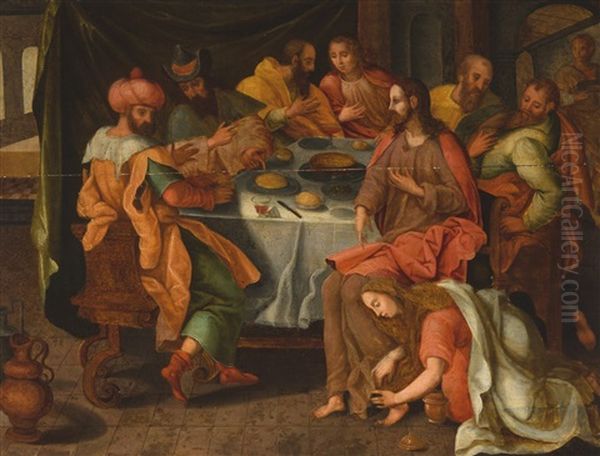 Le Lavement Des Pieds Oil Painting by Adam van Noort