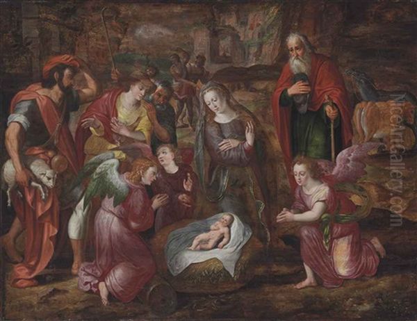 The Adoration Of The Shepherds Oil Painting by Adam van Noort