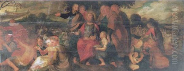 The Miracle Of The Loaves And Fishes Oil Painting by Adam van Noort