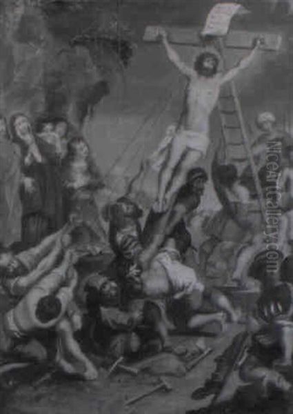 L'erection De La Croix Oil Painting by Adam van Noort