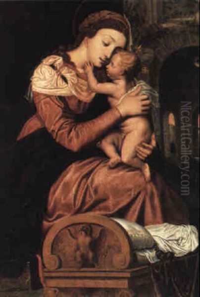 Madonna And Child Oil Painting by Adam van Noort