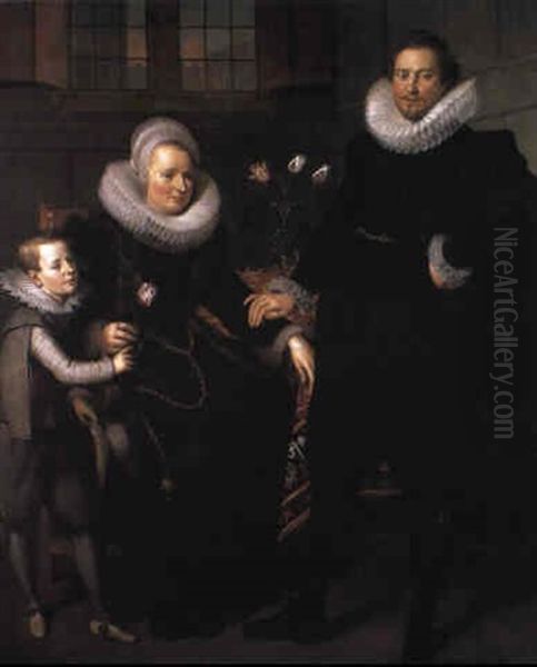 Group Portrait Of A Family Oil Painting by Adam van Noort