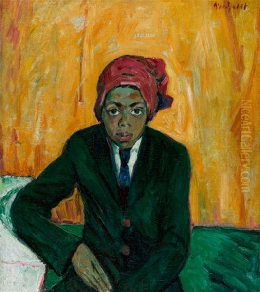 Sittande Aldre Man I Rod Drapering Oil Painting by Bror Julius Olsson Nordfeldt