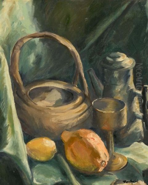 Still Life With Fruit Oil Painting by Bror Julius Olsson Nordfeldt