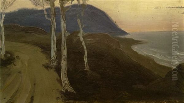 A Road Along The Coast At Dusk Oil Painting by Bror Julius Olsson Nordfeldt