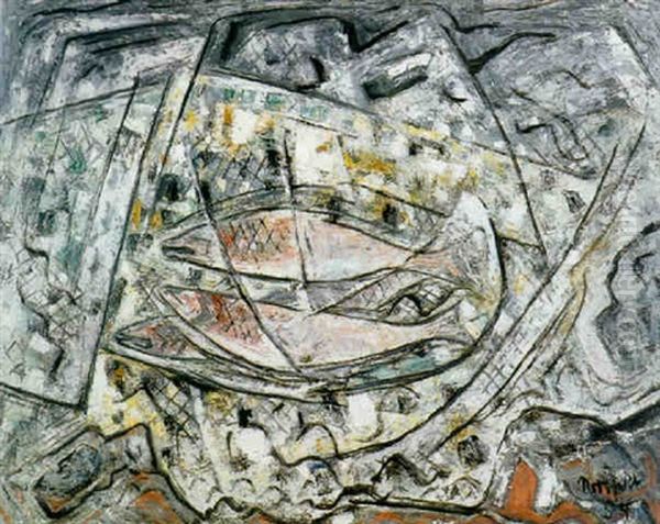 Fish, Gray And Yellow Oil Painting by Bror Julius Olsson Nordfeldt