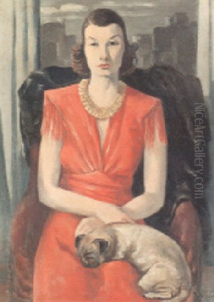 Portrait Of Mrs. L Oil Painting by Bror Julius Olsson Nordfeldt