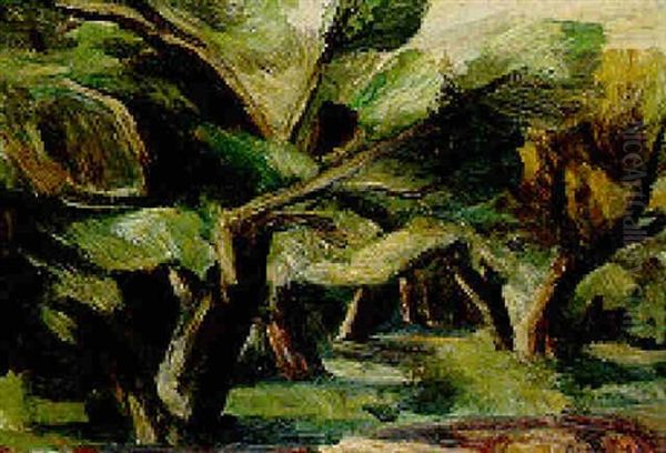 The Old Apple Orchard, Rowley Oil Painting by Bror Julius Olsson Nordfeldt