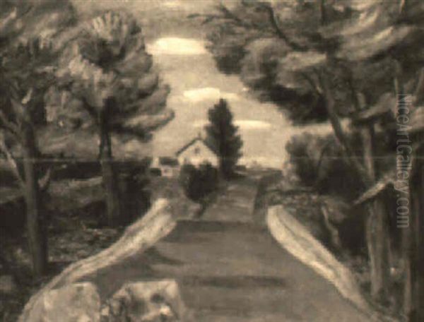 Country Road Oil Painting by Bror Julius Olsson Nordfeldt