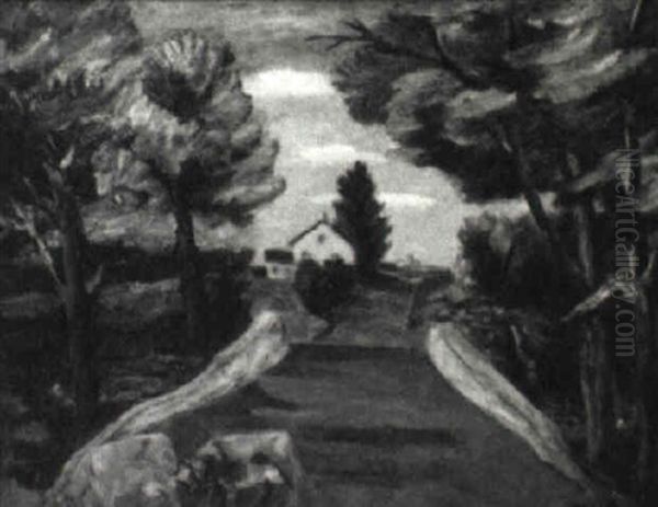 Cattle By A Bridge Oil Painting by Bror Julius Olsson Nordfeldt