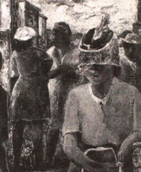 Black Women Shopping, From Texas Series Oil Painting by Bror Julius Olsson Nordfeldt