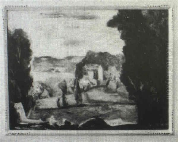 Figures In A Landscape Oil Painting by Bror Julius Olsson Nordfeldt