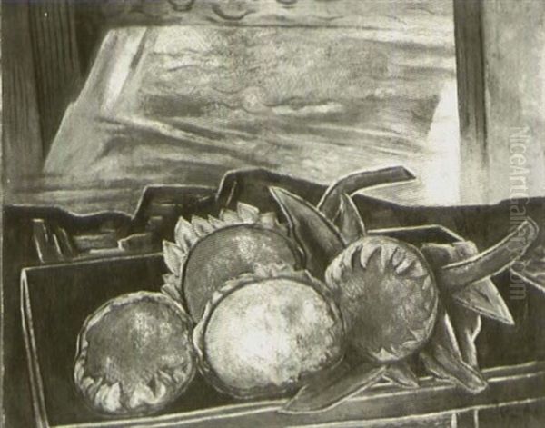 Sunflower Pods Oil Painting by Bror Julius Olsson Nordfeldt